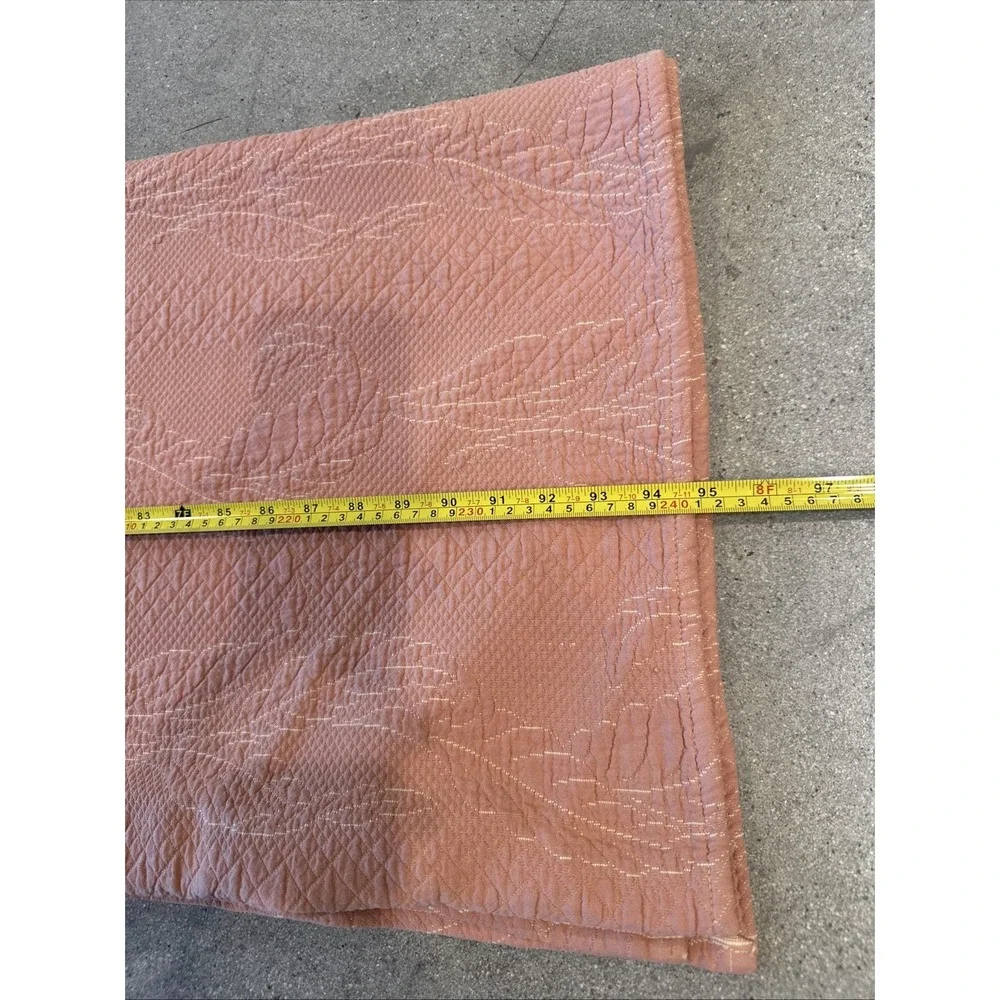 Bates Bedspread Flat Pink/Brown Sz 94x68' Heavy Cotton Floral Print Vintage